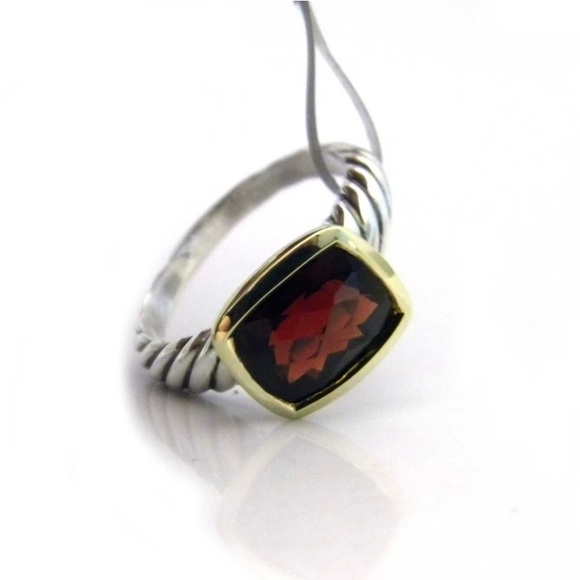 DAVID YURMAN Noblesse 14k Sterling Silver Garnet Ring Sz 6 - Picture 1 of 8